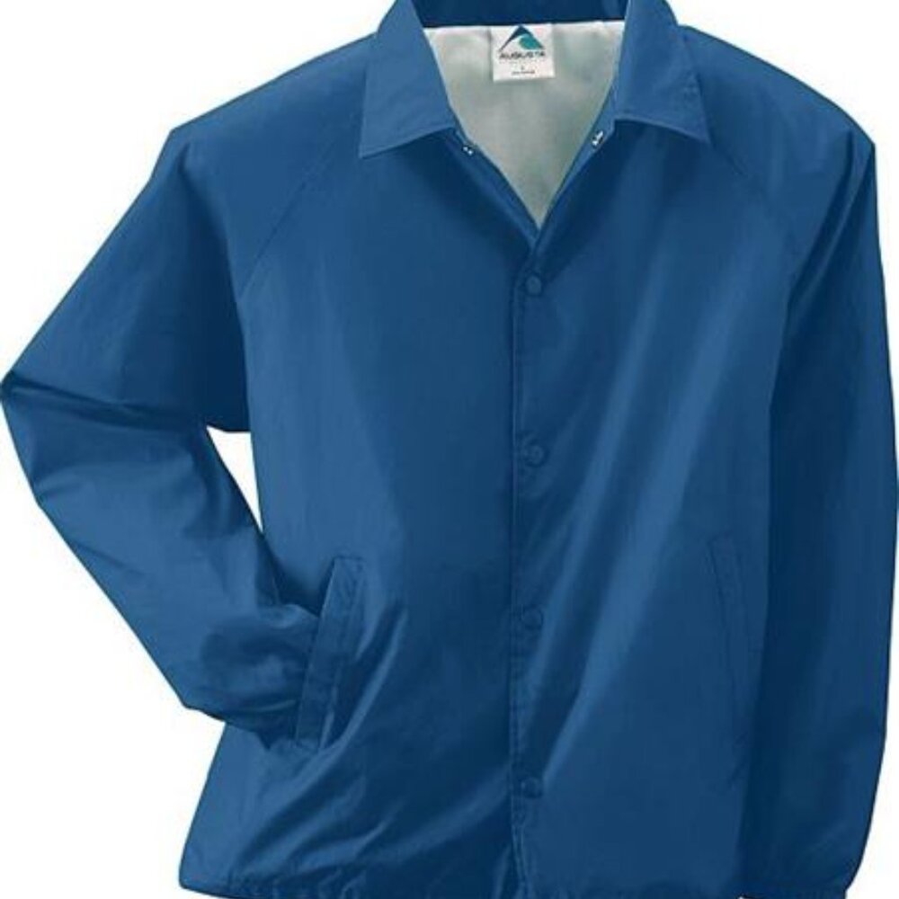 AUGUSTA SPORTSWEAR ELECTRIC BLUE LNG SLV RAIN JACKET W/BUTTON DOWN FRONT